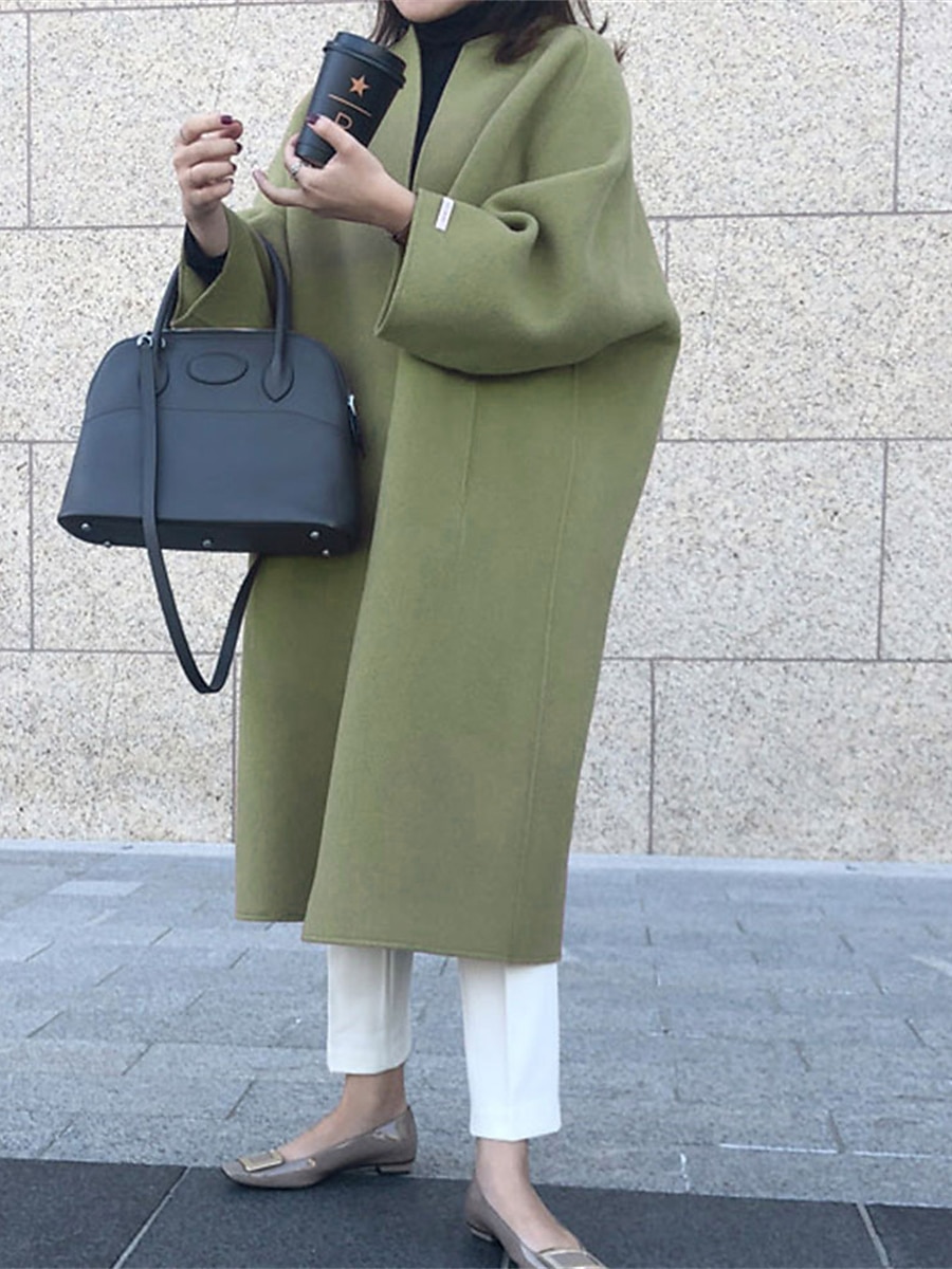 Per donna Cappotto Tenere al caldo Traspirante Tasche Oversize Di tendenza Stile retrò Moderno Stile di strada Tinta unica Esterno Strada Shopping Da tutti i giorni Cardigan Lungo Girocollo Standard del 2025 a $52.99 –P5