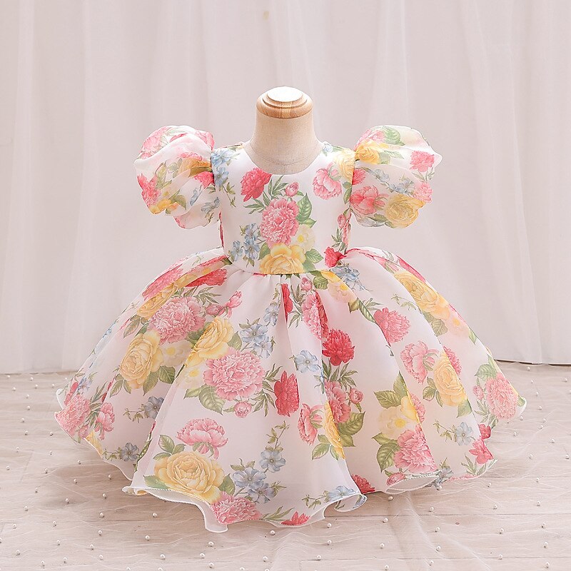 Tout-petit Fille Robe de Soirée Graphique Manche Courte Mariage Mignon Polyester Mi-long Été 3-7 Ans Multicouleur Rouge Vert de 2025 ? $38.99 –P5