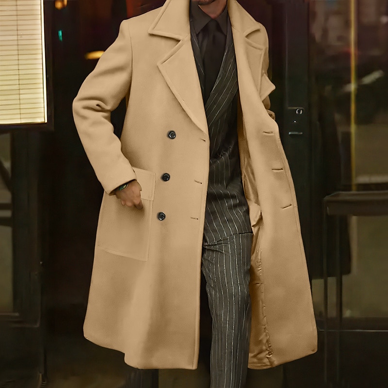 Herren Wintermantel Mantel Langer Trenchcoat Outdoor Freizeitskleidung Herbst Winter Polyester Oberbekleidung Bekleidung Modisch Strassenmode Glatt Kargen Doppelreihiger Verschluss 2025 - $85.99 –P3
