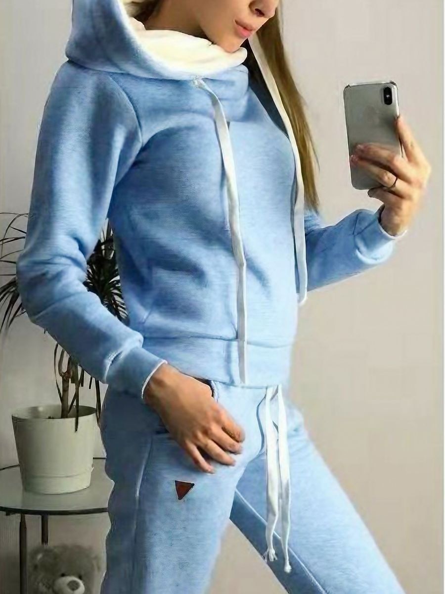 Mujer Pijamas Conjuntos Cálido Moda Felpa Color puro Sudadera Pantalón Hogar Diario Cama Manga Larga Sudadera Negro Rosa Azul Piscina Gris Claro Otoño Invierno 2025 - $21.99 –P5