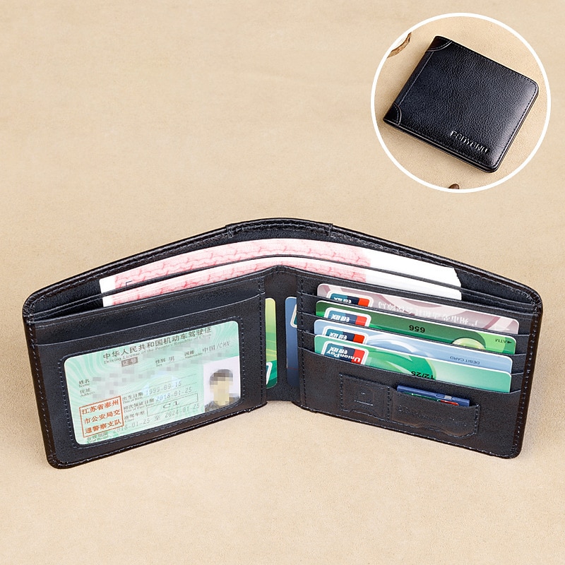 Herrplånbok med rfid-blockering, smal korthållare i äkta läder med ID-fönster och kontantfack, klassisk affärsstil för dagligt bruk och resor 2025 - $18.99 –P12