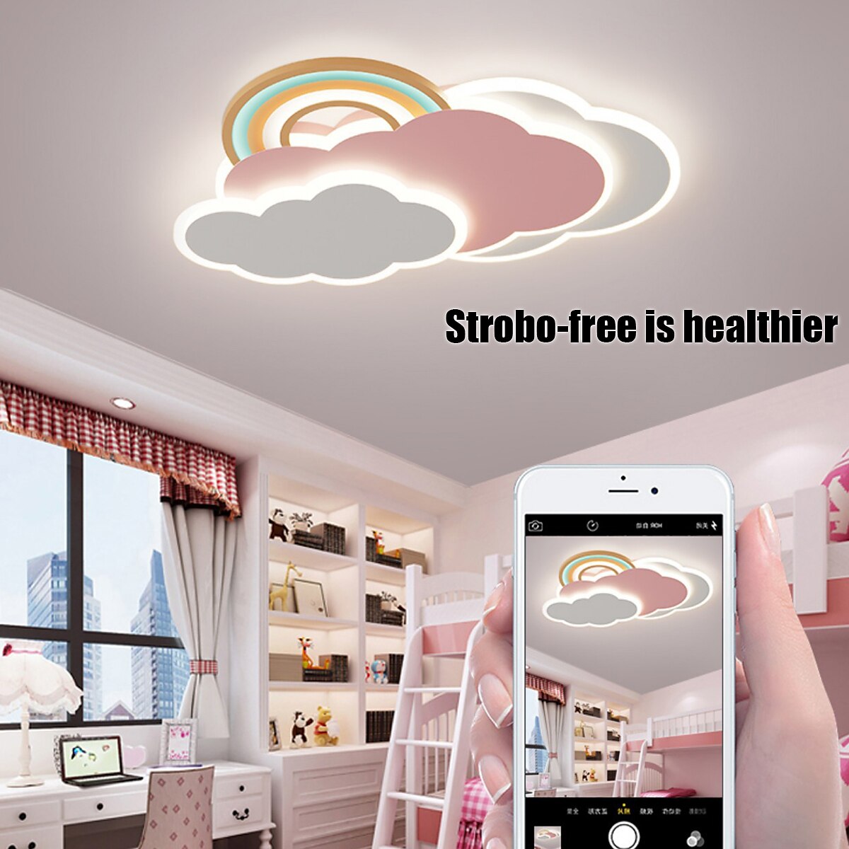 LED Ceiling Light Acrylic Rainbow Cloud Flush Light Cartoon Pink Lamp Modern Creative Personality Design Ceiling Light for Kids Bedroom Girls Boys Room Study Room AC110V AC220V 2025 - $215.89 –P2