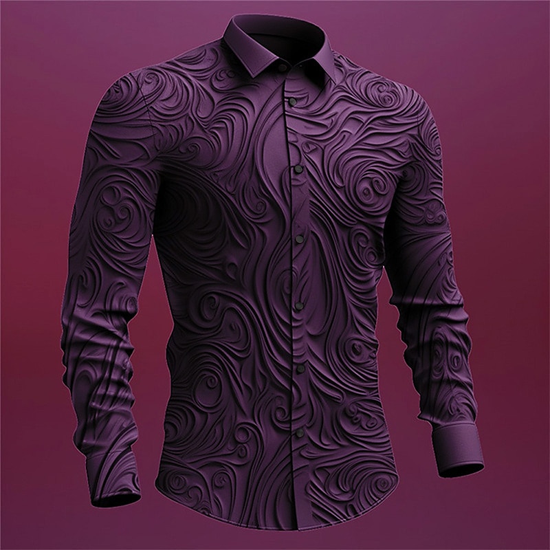 Hombre Tótem Camisa Abotonar la camisa Manga Larga Vintage Gótico Exterior Víspera de Todos los Santos Calle Otoño invierno Cuello Vuelto Botones Estampado Negro Morado Verde Trébol Color Caquí 2025 - $26.99 –P4