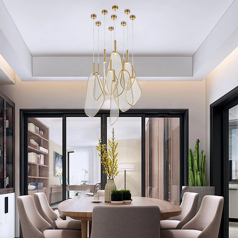 lampada a sospensione a led cluster design in metallo 45/60cm lampadari stile minimalista led lampada a sospensione sala da pranzo comodino plafoniera 110-240v del 2025 a $249.99 –P5