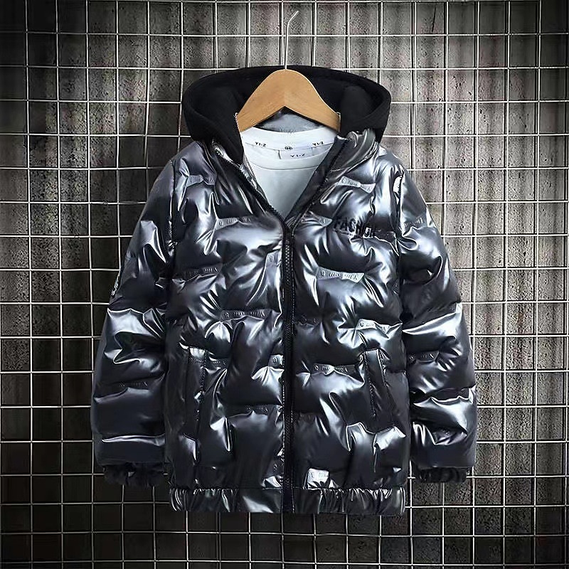 Barn Pojkar Hoodiejacka Ytterkläder Pufferjacka för barn Ensfärgat Långärmad Dragkedja Täcka Utomhus Häftig Dagligen Svart Blå Grå Vår Höst 7-13 år 2025 - $43.99 –P2