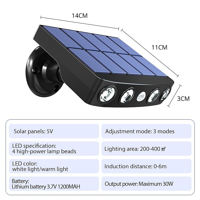 1/2pack 4000w led draaibare zonne-wandlamp buiten waterdicht draaibaar 270 groothoek pir menselijk lichaam bewegingssensor met beugel geschikt voor tuinpadverlichting straatverlichting 2025 - $33.99 –P6