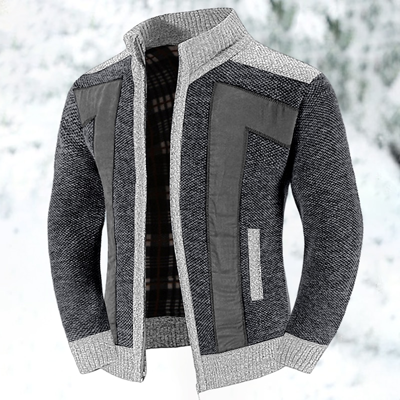 Herren Strickjacke Kleid Pullover Zip Pullover Reißverschluss Pullover Jacke Fleece Pullover Gerippt Stricken Standard Tasche Strick Farbblock Ständer Warm-Ups Casual Freizeitskleidung Bekleidung 2025 - $29.99 –P9