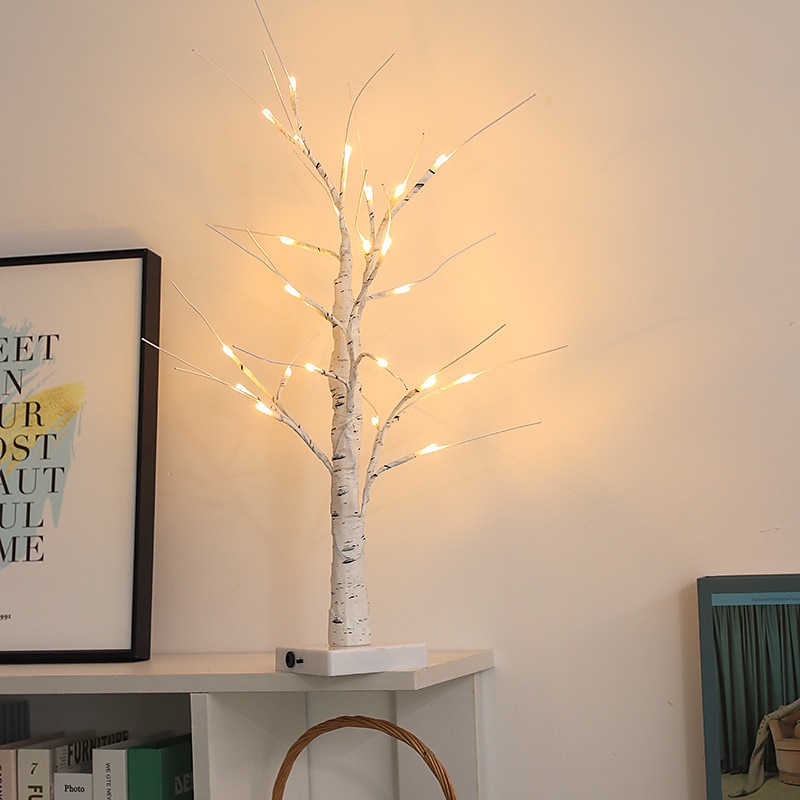 led bjørkelys, simulerte dekorative bordlamper til jul, hjem og arrangement 2025 - $14.49 –P4