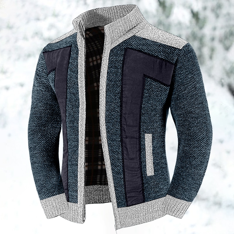 Herren Strickjacke Kleid Pullover Zip Pullover Reißverschluss Pullover Jacke Fleece Pullover Gerippt Stricken Standard Tasche Strick Farbblock Ständer Warm-Ups Casual Freizeitskleidung Bekleidung 2025 - $29.99 –P8