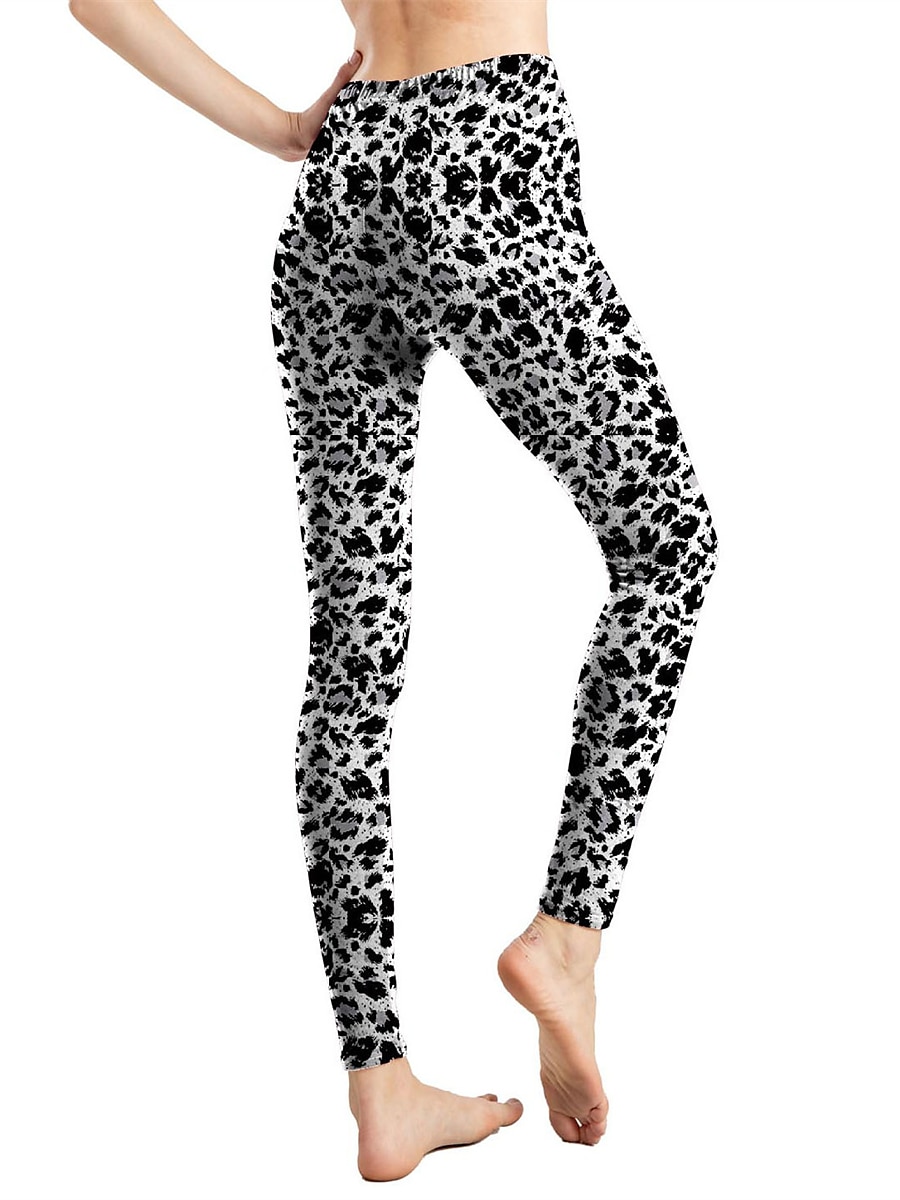 Women's Leggings Active Fashion Full Length High Waist Leopard Gradient Snake Print Elastic Waist Print Breathable Soft Comfortable Micro-elastic Outdoor Vacation Home Leopard Print 0358 blue and 2025 - $13.99 –P6