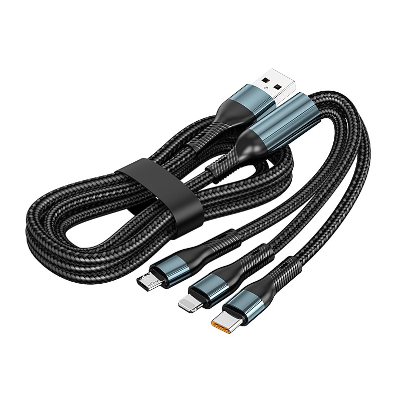 Универсальный зарядный кабель USB-C на Lightning/микро/USB-C 6 A Быстрая зарядка нейлон плетеный Прочный 3 в 1 Назначение Huawei Lenovo Motorola Аксессуар для мобильных телефонов 2025 - $12.99 –P9