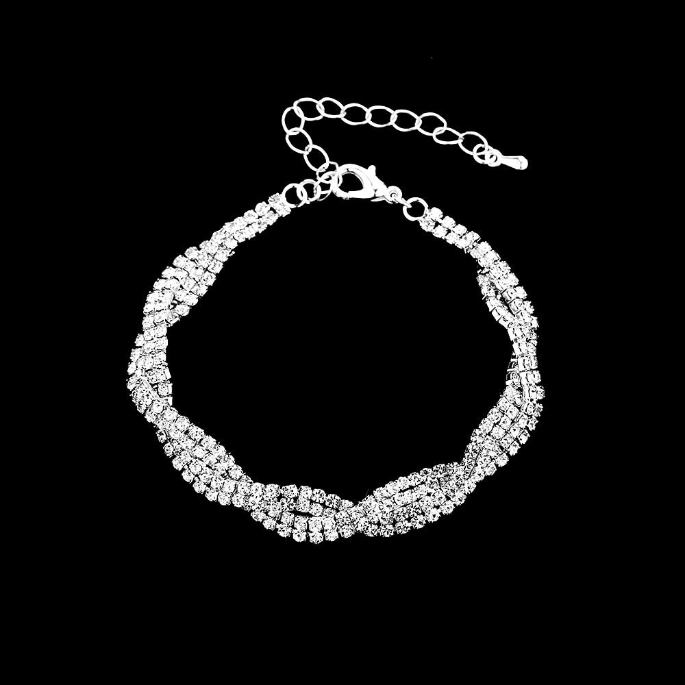 Jewelry Set 3pcs Copper Rhinestone 1 Necklace Earrings Bracelets Women's Vintage Fashion Simple Geometrical Geometric Jewelry Set For Party Wedding Guest Daily 2025 - $13.99 –P2