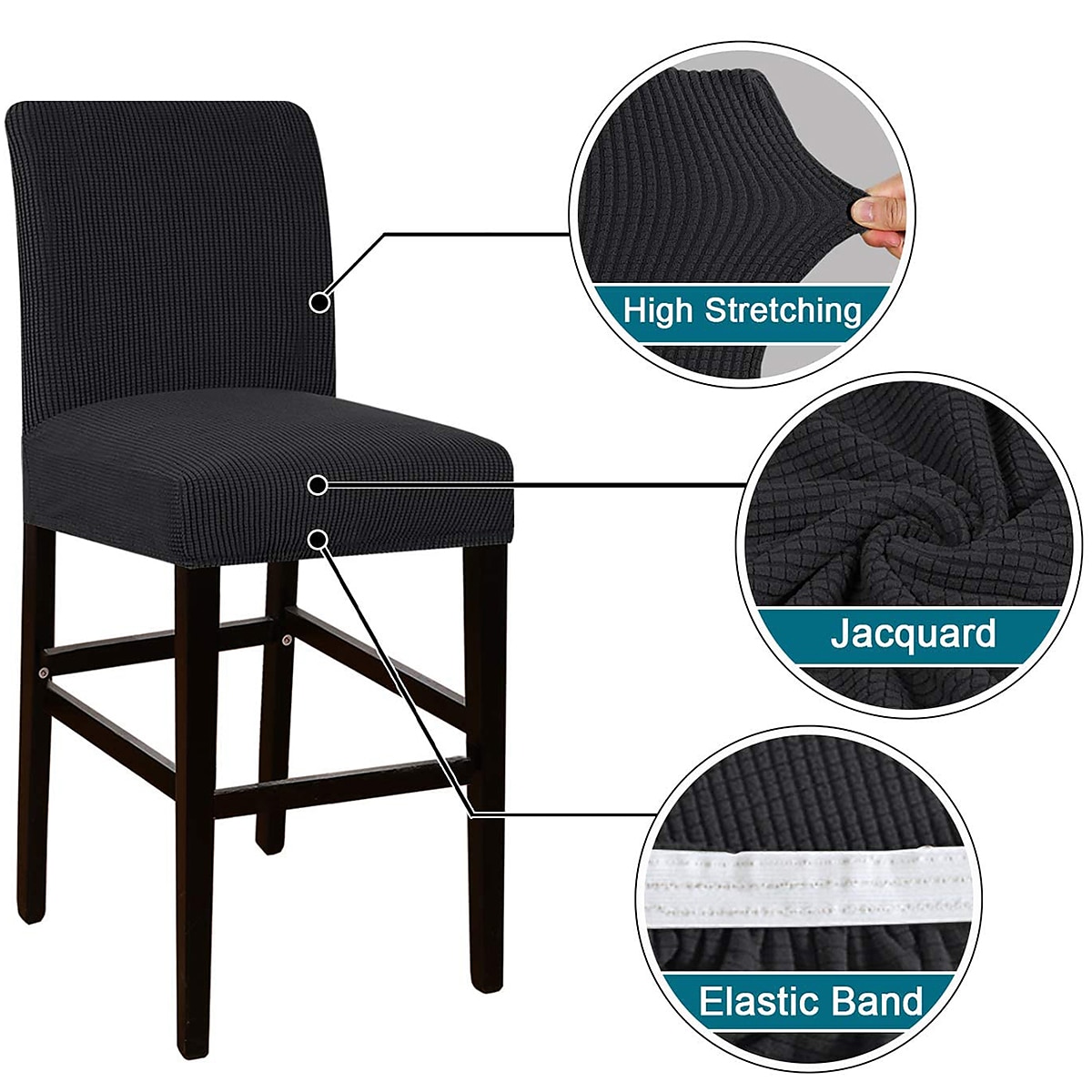husă scaun de bar stretch scaun de bar husă scaun pub roșu visiniu negru pentru sufragerie cafenea scaun bar husă mobilă detașabilă husă scaun țesătură jacquard cu fund elastic 2025 - $12.49 –P7