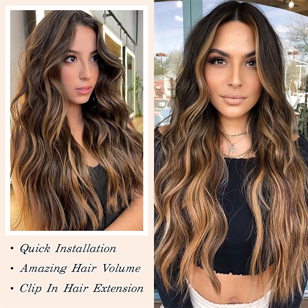 Synthetische uitbreidingen Klemmen Synthetisch haar Lang Haarextensies Clip-in 4 stuks Zacht Hittebestendig Pluizig Dames 2025 - $18.49 –P7