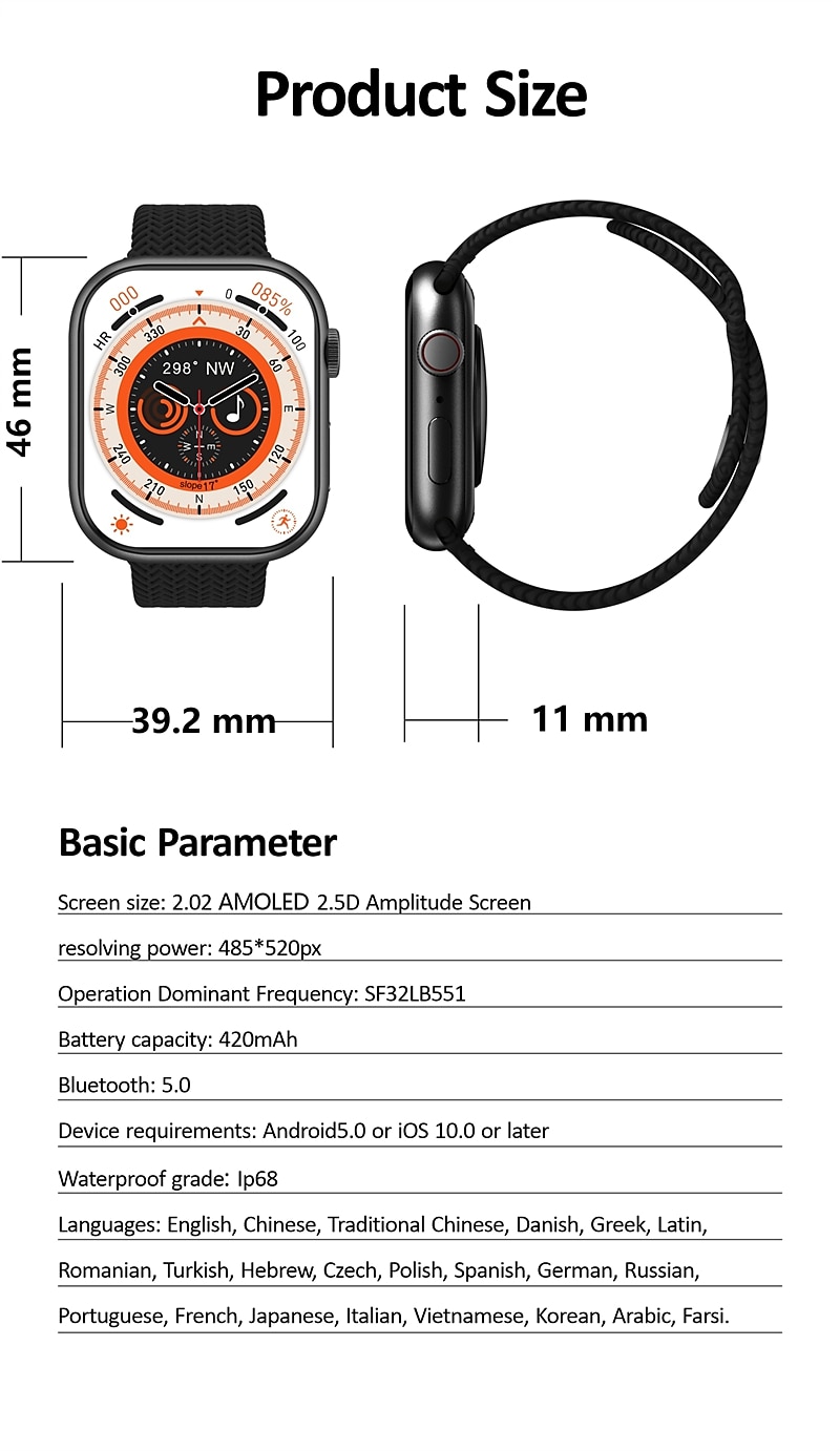 HK9 PRO MAX Smart Watch 2.02 inch Smartwatch Fitness Running Watch Bluetooth Pedometer Call Reminder Fitness Tracker Compatible with Android iOS Women Men Long Standby Hands-Free Calls Message 2025 - $59.99 –P18