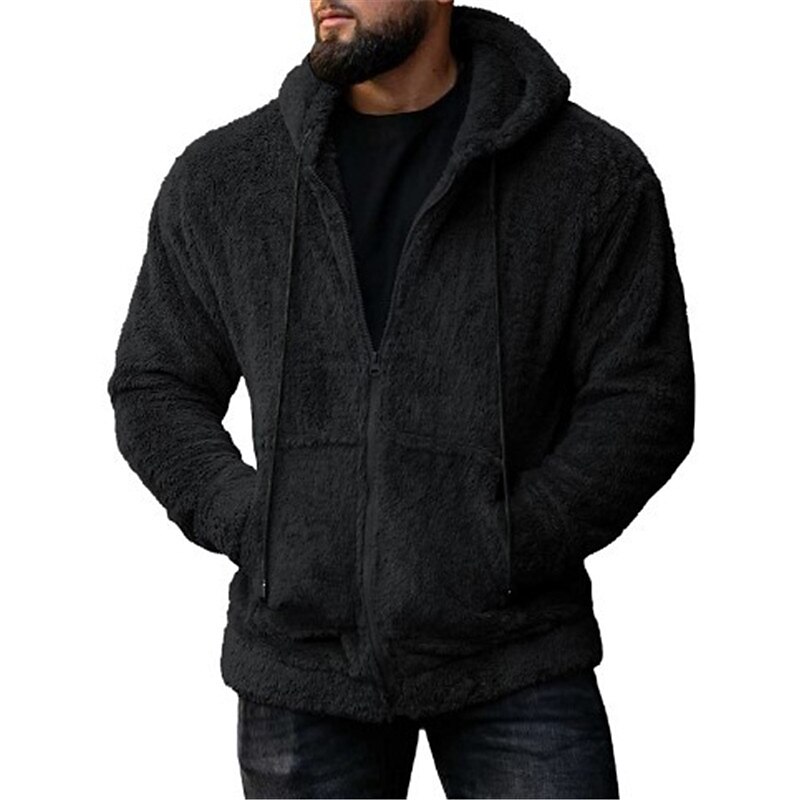 Homens Moletom Full Zip Hoodie Casaco com capuz Fuzzy Sherpa Preto Verde Tropa Azul Cinzento Com Capuz Tecido Bolsos Desportos e Ar livre Diário Feriado Roupa de rua Legal Casual Outono & inverno de 2025 por $22.99 –P3