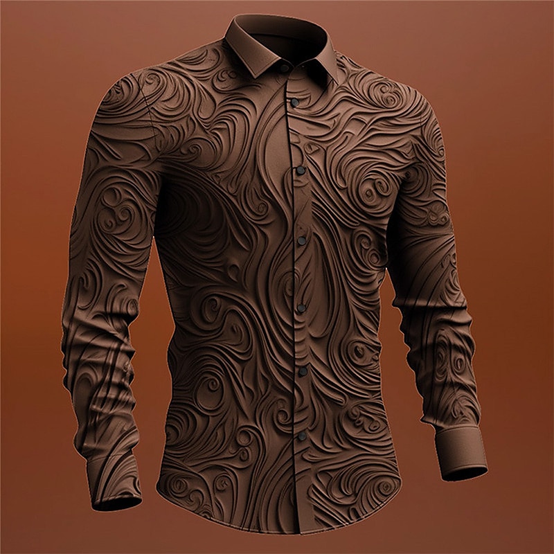 Hombre Tótem Camisa Abotonar la camisa Manga Larga Vintage Gótico Exterior Víspera de Todos los Santos Calle Otoño invierno Cuello Vuelto Botones Estampado Negro Morado Verde Trébol Color Caquí 2025 - $26.99 –P6