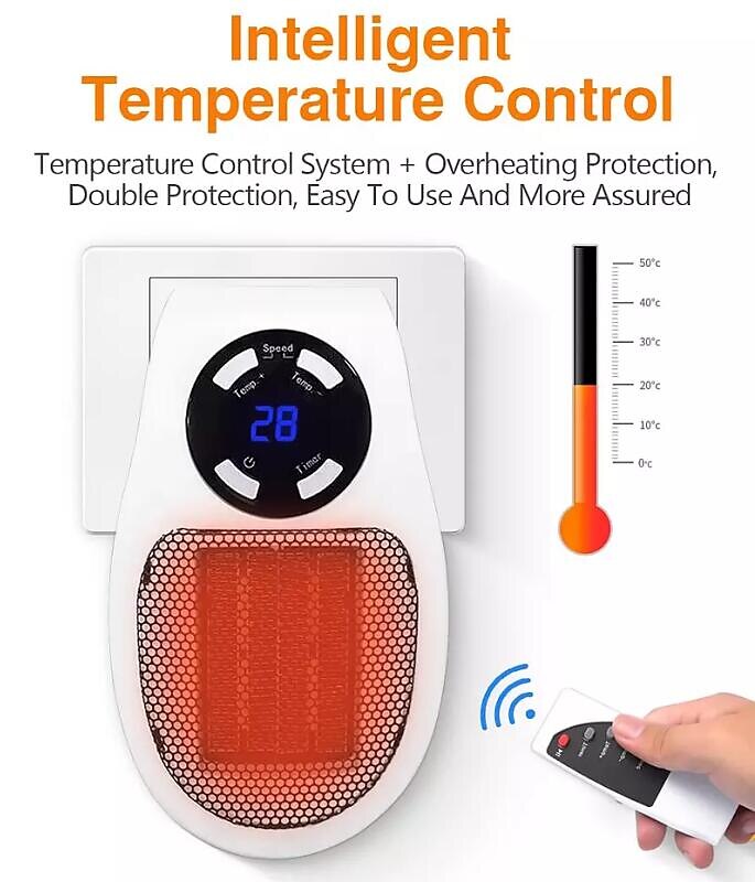 riscaldatore a parete, riscaldatore elettrico portatile con termostato regolabile programmabile, protezione da surriscaldamento, display a LED preciso, riscaldatore per dormitorio ufficio del 2025 a $19.49 –P3