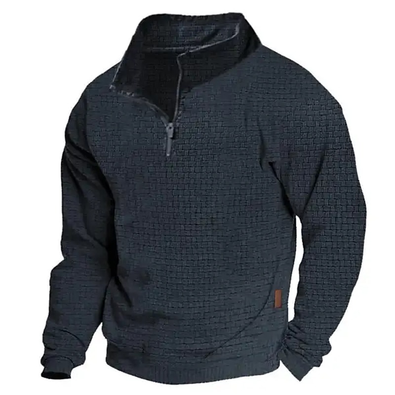 Per uomo Maglia Felpa con zip corta Nero Bianco Verde militare Blu marino Grigio scuro Mezza zip Semplice A coste Testurizzato Trama a maglia Sport & Outdoor Quotidiano Ferie Poliestere Streetwear del 2026 a $25.99 –P6