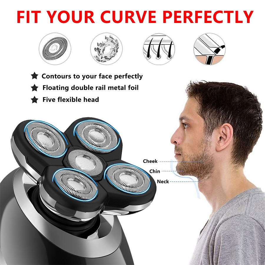 Men Head Shavers  Wet and Dry Detachable Electric Shaver Nose Hair Trimmer Face Brush Grooming Set Rechargeable Razor 2025 - $59.99 –P2