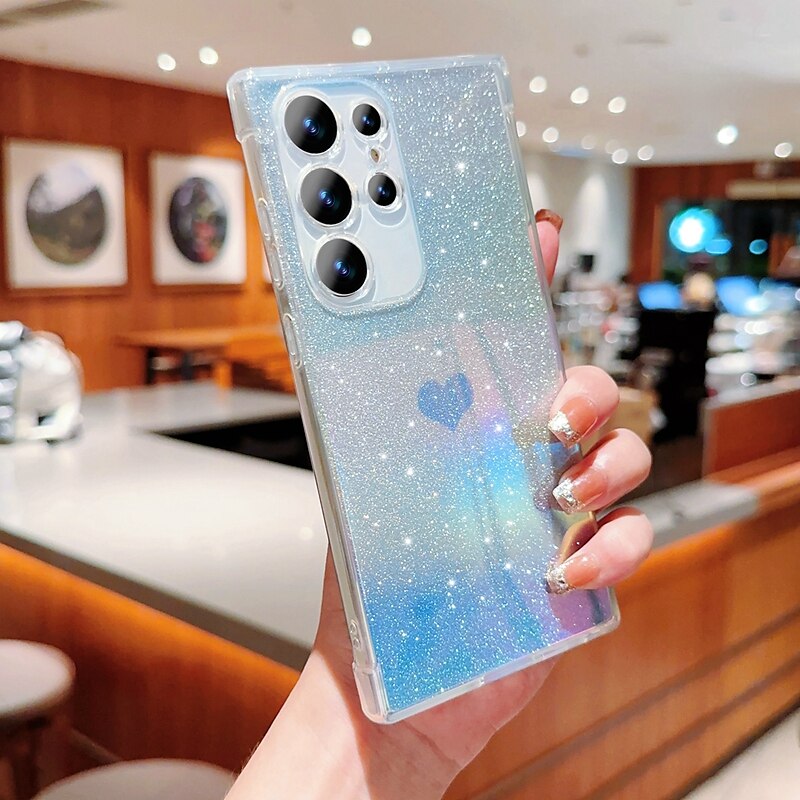Phone Case For Samsung Galaxy S24 S23 Ultra Plus S23 S22 S21 Plus Ultra S21 FE A14 A34 A54 A53 A33 Back Cover Transparent Bling Glitter Shiny Shockproof TPU 2025 - $15.99 –P14
