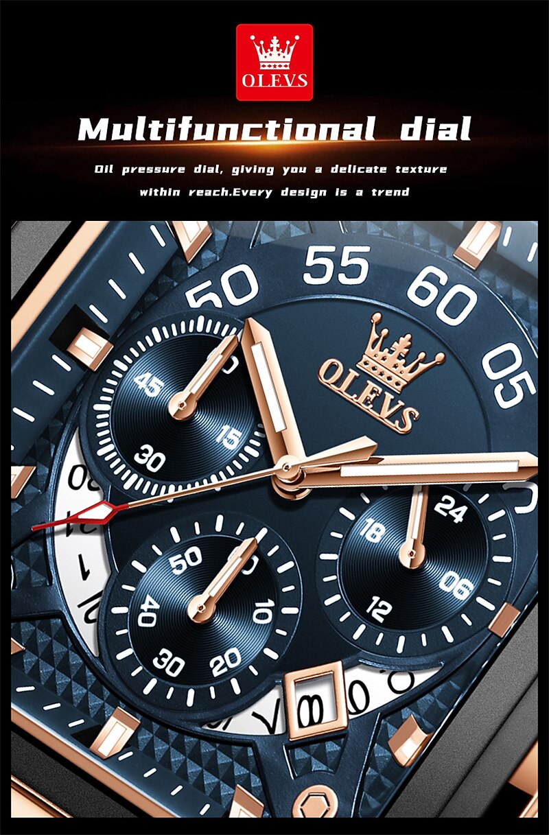 New Olevs Brand Men'S Watches Decorative Calendar Luminous Chronograph Large Dial Quartz Watch Students Casual Men'S Waterproof Wristwatch 2025 - $43.99 –P4