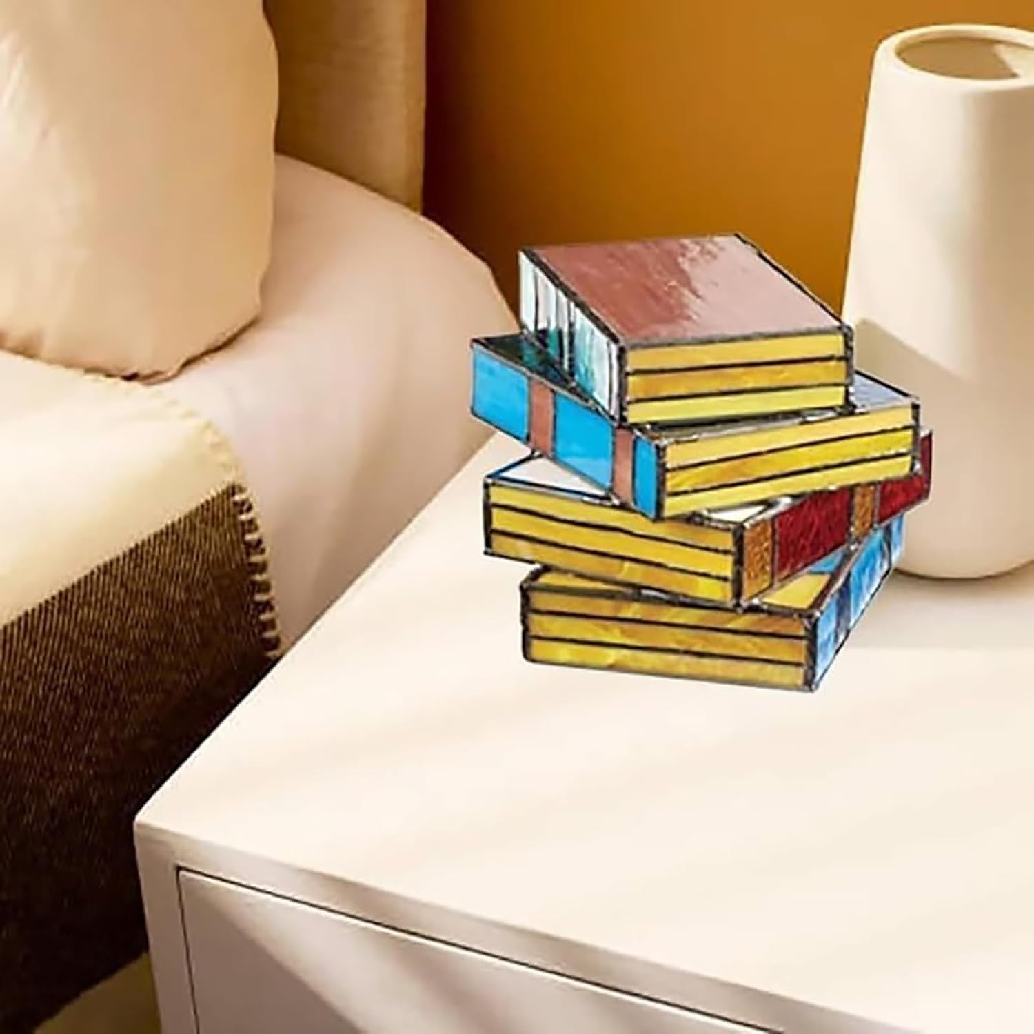 Lampada per libri impilati in vetro colorato, lampada per libri impilati in vetro colorato, lampada da scrivania artigianale in resina, regalo di decorazioni natalizie del 2025 a $8.99 –P2