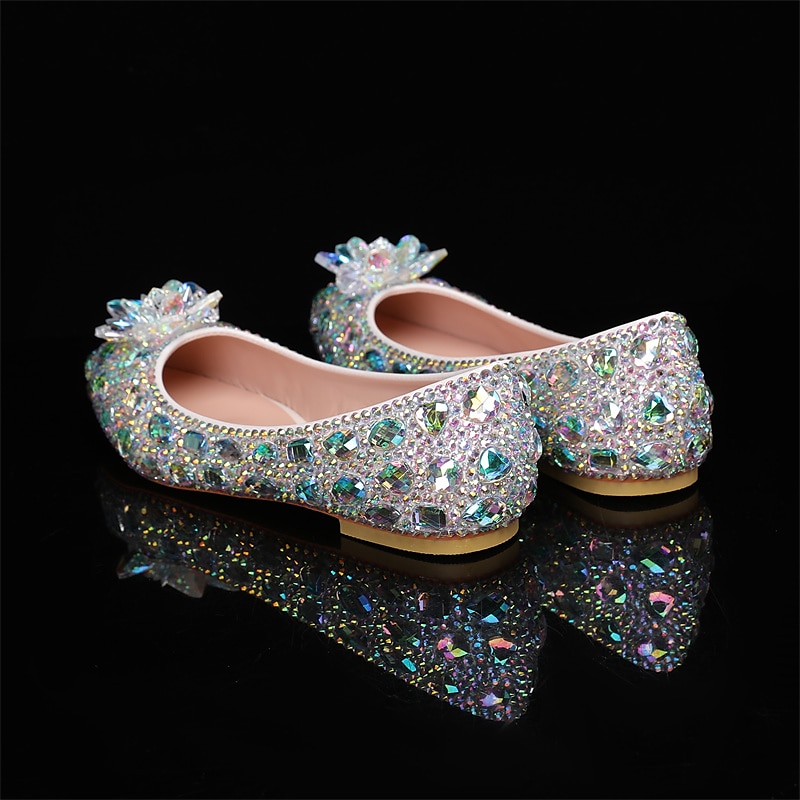 Silver Crystal Flat Shoes with Sparkling Flower Embellishment and Rhinestone Detailing for Brides, Weddings, and Special Occasions 2025 - $84.99 –P1