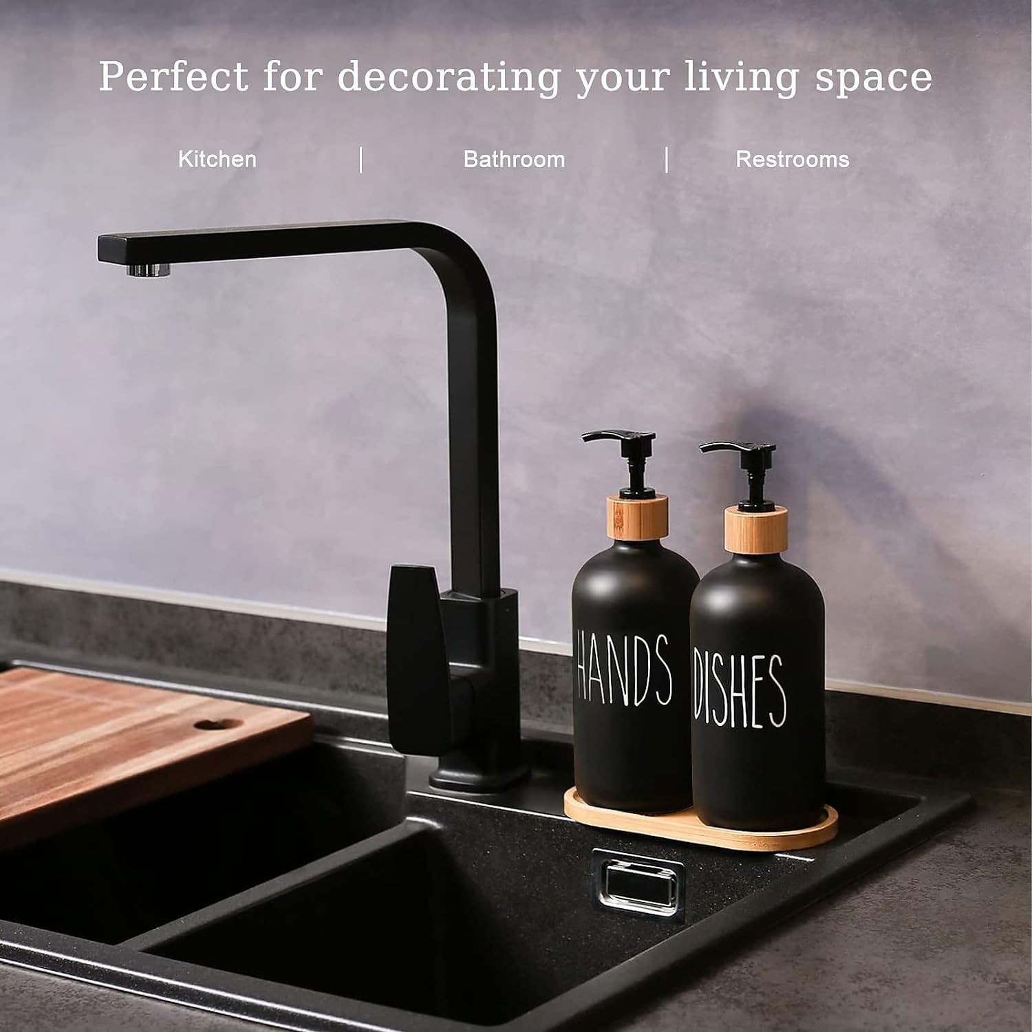Soap Dispenser Set with Tray by Brighter Barns for Bathroom/Kitchen Hand and Dish Soap Dispenser for Bathroom Kitchen Sink Bamboo- Farmhouse Soap Dispenser(500ml*2) 2025 - $23.99 –P4