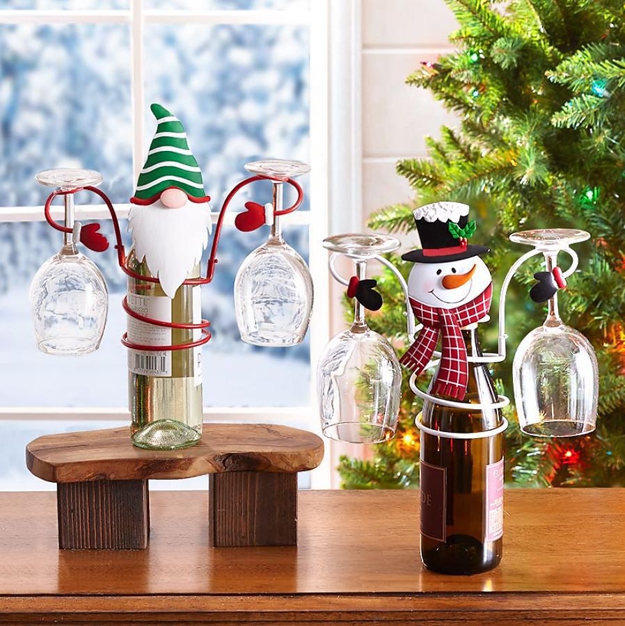 Weinflaschen- und Glashalter für Weihnachten, festliches Rotweinregal mit hängendem Glas-Organizer, Tischdekoration für Weihnachtsfeiern, Weihnachtsessen, Bar, Heimdekoration 2025 - $9.49 –P4