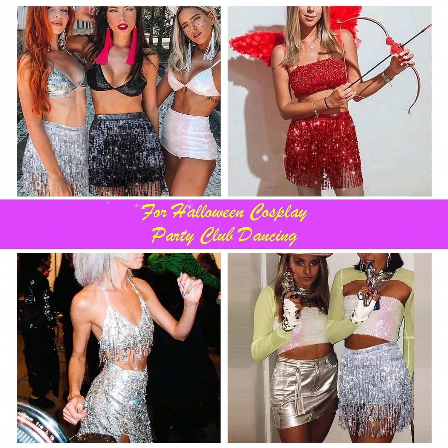 Women Sequin Hip Skirt Fringe Tassel Wrap Scarf Party Rave Festival Outfit Halloween Belly Dance Costume Party Club 2025 - $27.99 –P2