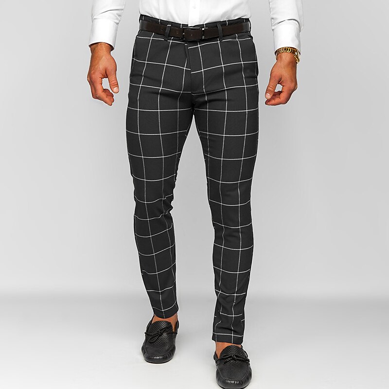Men's Trousers Chinos Chino Pants Pocket Plaid Comfort Breathable Outdoor Daily Going out Fashion Casual Dark Khaki Black 2025 - $23.99 –P12