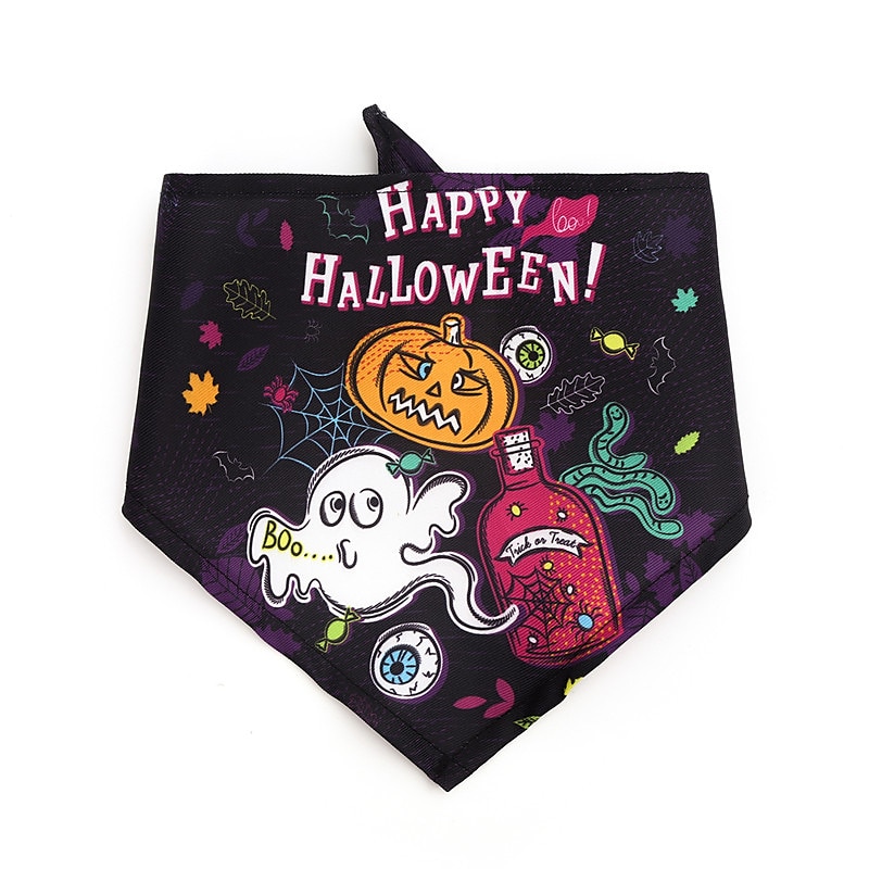 Cachorros Gatos Bandana de Cachorro Acessórios para babadores triângulo Moda Engraçado Respirável Macio Lavável Confortável Festa dia das Bruxas De Cama Casual / Diário Festival Roupas para cães for  de 2025 por $17.49 –P7