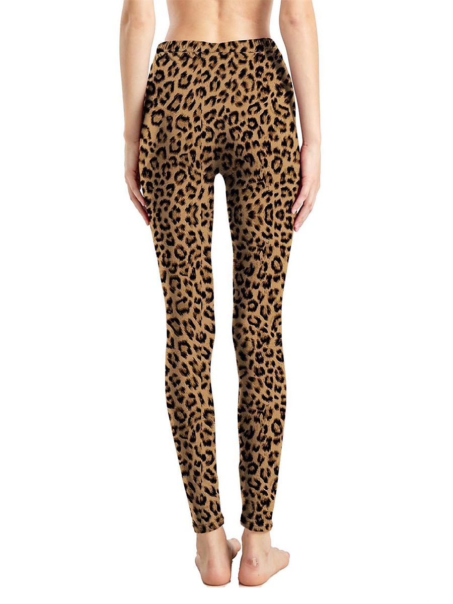 Women's Leggings Active Fashion Full Length High Waist Leopard Gradient Snake Print Elastic Waist Print Breathable Soft Comfortable Micro-elastic Outdoor Vacation Home Leopard Print 0358 blue and 2025 - $13.99 –P23