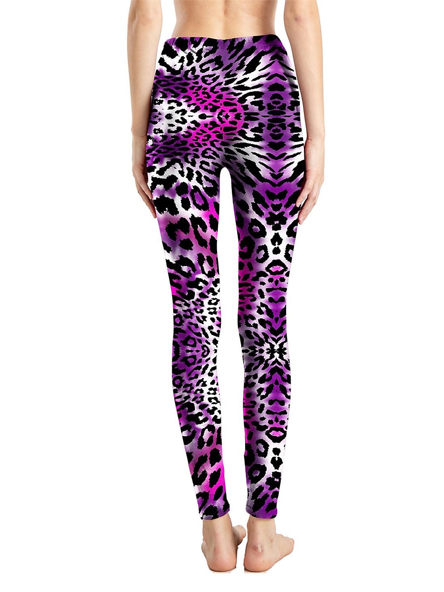 Women's Leggings Active Fashion Full Length High Waist Leopard Gradient Snake Print Elastic Waist Print Breathable Soft Comfortable Micro-elastic Outdoor Vacation Home Leopard Print 0358 blue and 2025 - $13.99 –P49