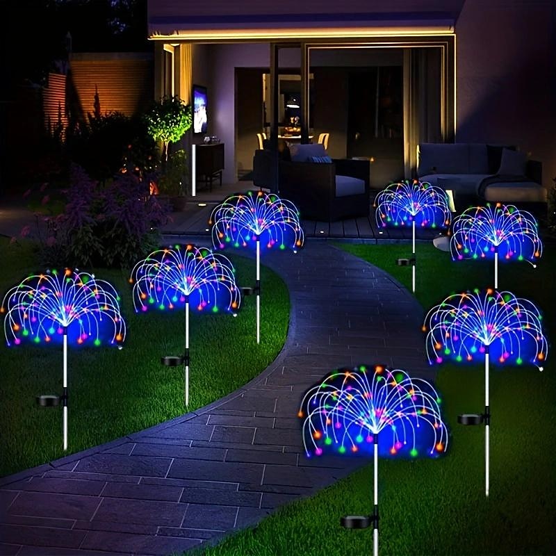 1 confezione di fuochi d'artificio decorativi natalizi a 8 funzioni ad energia solare, luce da prato montata a pavimento, matrimonio festivo, lampada decorativa impermeabile per esterni di Halloween del 2025 a $18.99 –P6