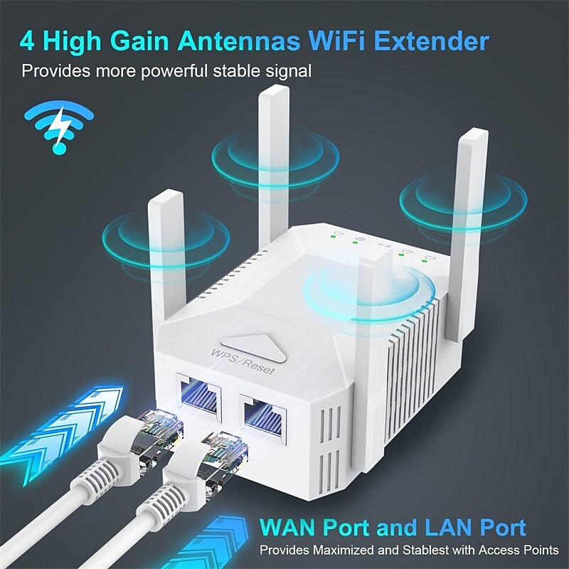 WiFi Extender 1200Mbps 2.4G/5G Dual Band Wireless Internet WiFi Repeater/Router/AP Signal Booster For Home Larger Coverage Extender And Signal Amplifier 2025 - $43.99 –P7