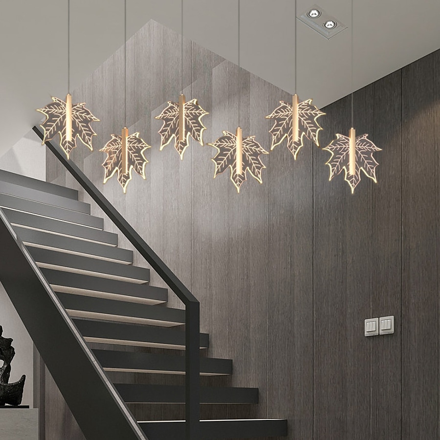kroonluchter led kristal esdoornblad ontwerp 4/5/6/12-licht dimbaar inbouwverlichting wenteltrap lange kroonluchter villa trapverlichting duplex kroonluchter 110-240v 2025 - $287.79 –P11