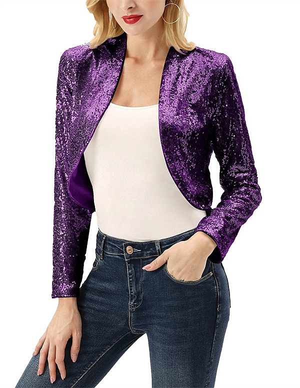 Kvinne Wrap Bolero Kåper  Jakker Funkler  Skinner Lange Ermer Paljetterte Bryllup Gjest Wraps Med Glitter Bryllup Alle Årstider Kjole Å Imponere 2025 - $50.99 –P1