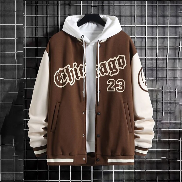 Voor heren Bomberjack Overgangsjack Varsity-jas Buiten Vakantie Warm Knop Zak Herfst Winter Kleurenblok Modieus Streetwear Opstaande boord Normaal Appel Groen Zwart Bordeaux Bruin Groen Jacks 2025 - $28.99 –P17