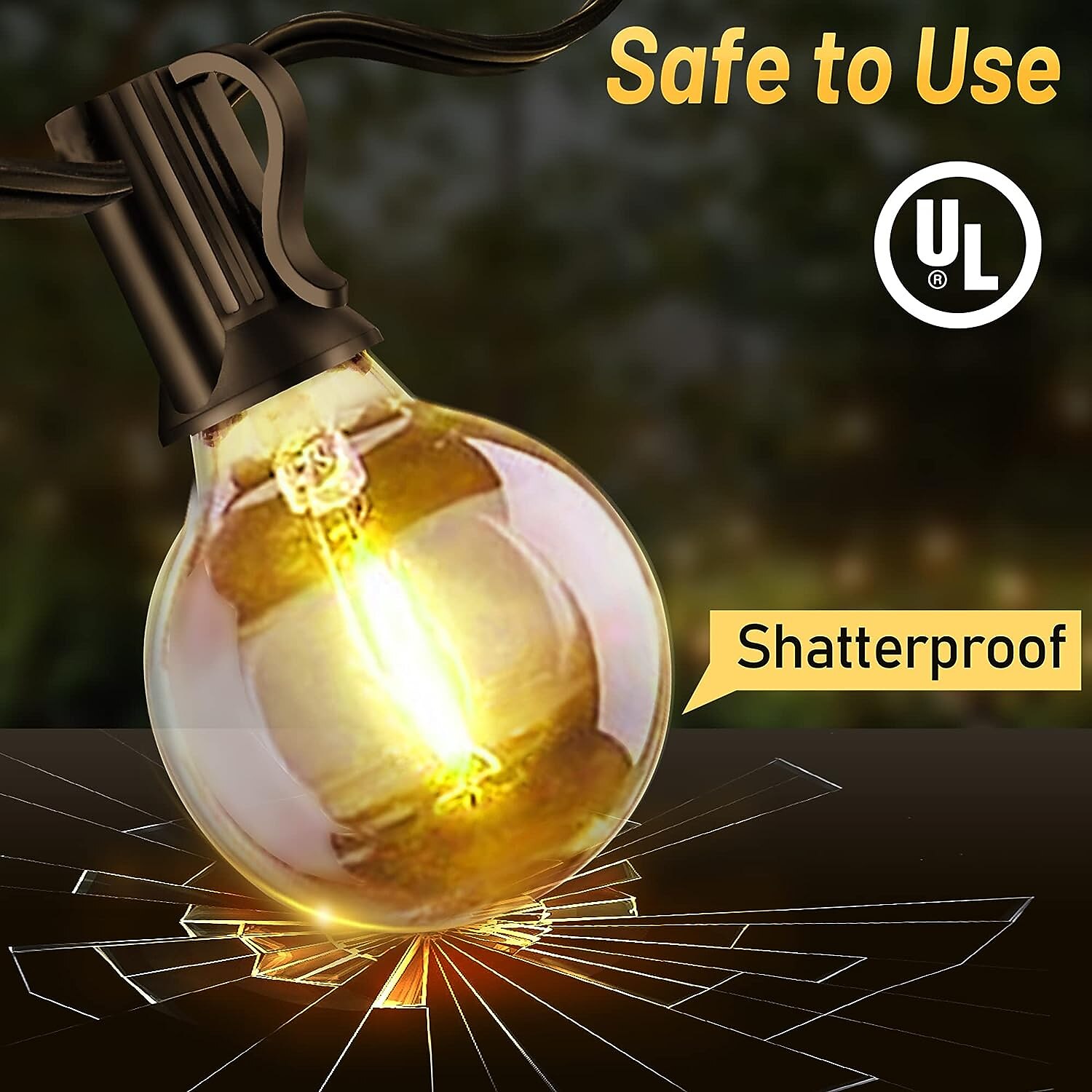 UL Certified Outdoor LED Bulb String Lights 98ft 30m String Lights Outdoor with Shatterproof G40 LED Bulbs Waterproof Hanging Patio Lighting for Christmas Patio House Backyard Balcony Party 2025 - $20.99 –P4