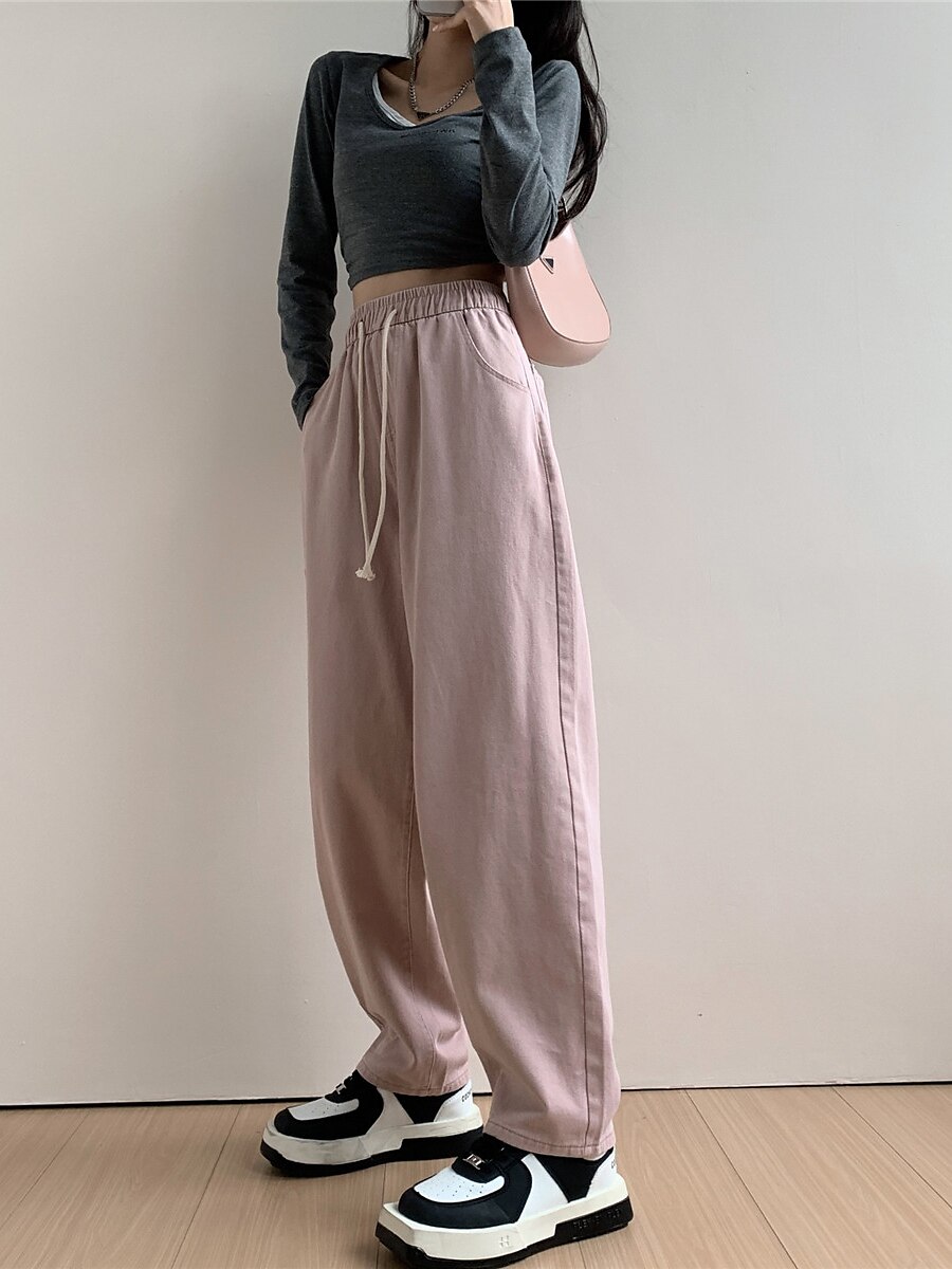 Women's Jeans Wide Leg Full Length Fashion Streetwear Street Daily Black Pink M L Fall Winter 2023 - US $36.99 –P8