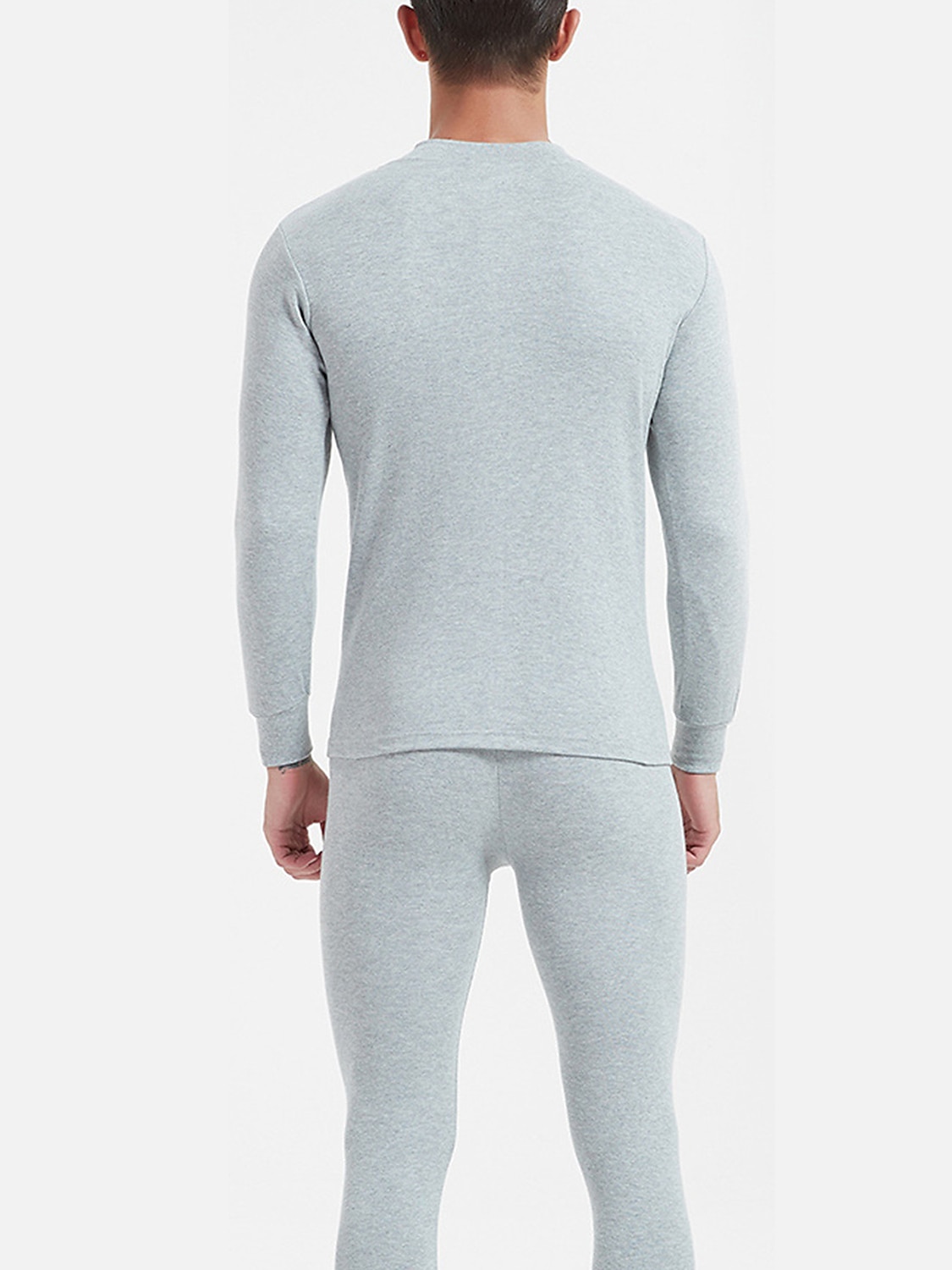 Herr Termiskt underställ Sovkläder Termiskt set 2 delar Slät Varm Mode Ledigt Hem Dagligen Säng Bomull Komfort Varm Mjuk Rund hals Långärmad T-shirt Byxa Höst Vinter Svart Vit 2025 - $19.49 –P5