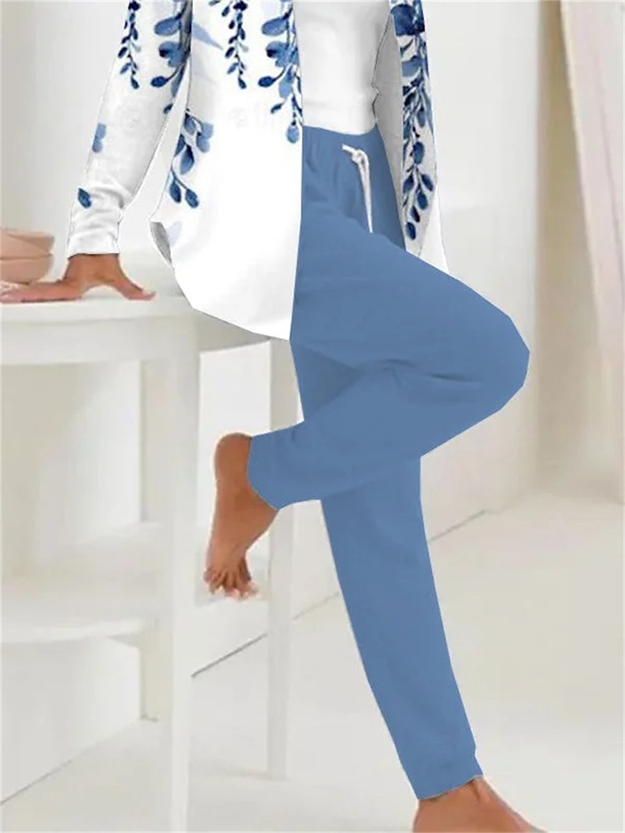 Women's 2 Pieces Hoodie Tracksuits Pants Sets Active Daily Pants Trousers Long Sleeve Hooded Floral Drawstring Print Outdoor Casual Black Pink Red Fall & Winter Regular Fit 2025 - $49.99 –P3