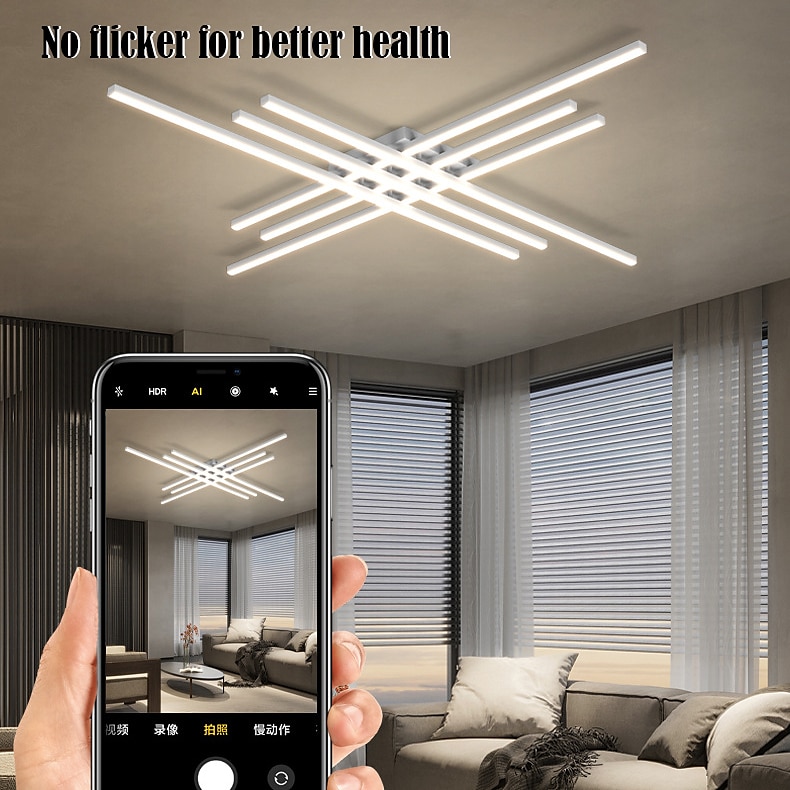 4-Light 6-Light 61/85/120 cm Кластерный дизайн Дизайн линии Геометрические фигуры Потолочные лампы Алюминий Линейные геометрический минималист Окрашенные отделки LED Современное 110-120 2025 - $129.99 –P9