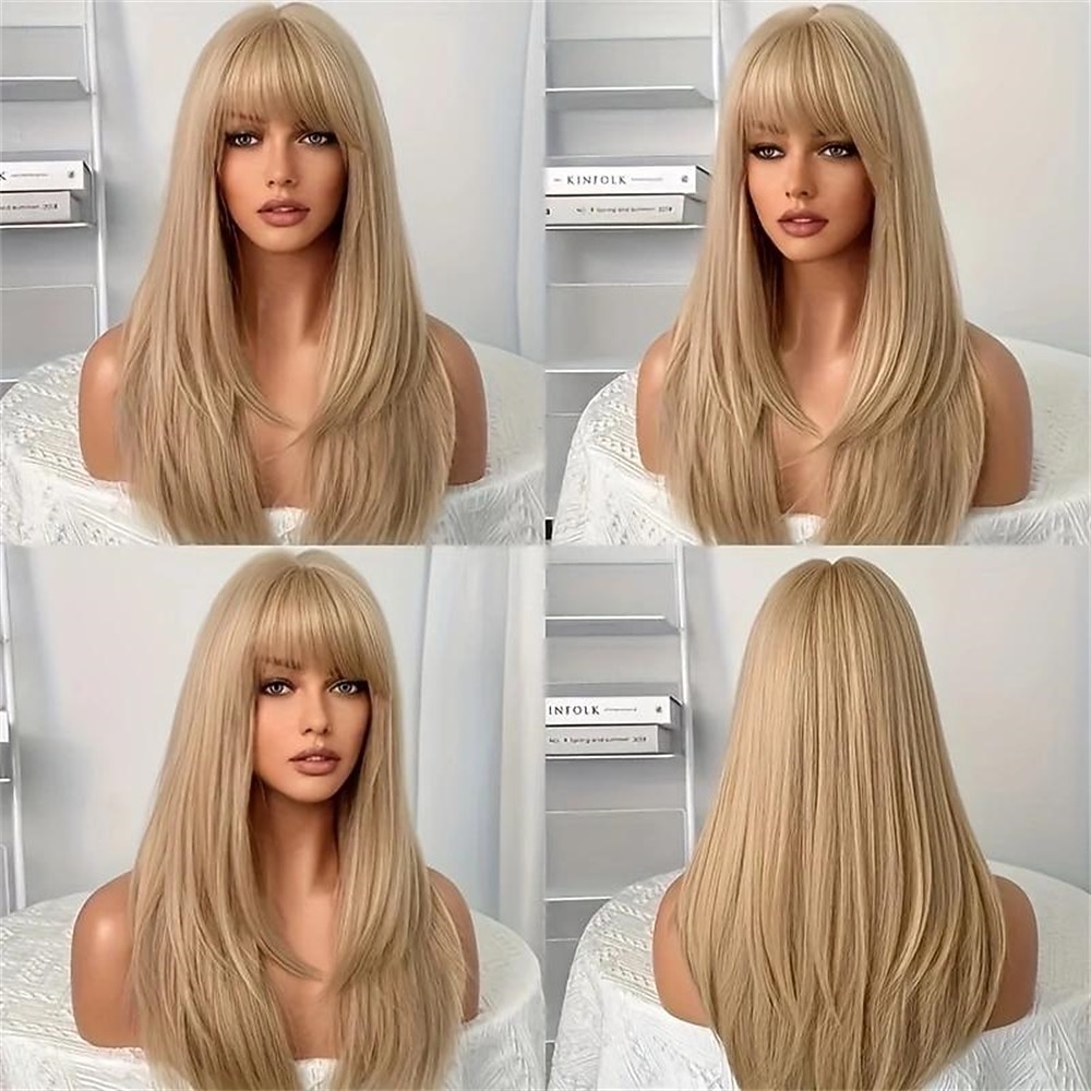 długa prosta blond peruka z imprezową peruką syntetyczną lolita odgrywanie ról damskie peruki na przyjęcie bożonarodzeniowe z naturalnego włókna o wysokiej rozdzielczości 2026 - $21.99 –P4