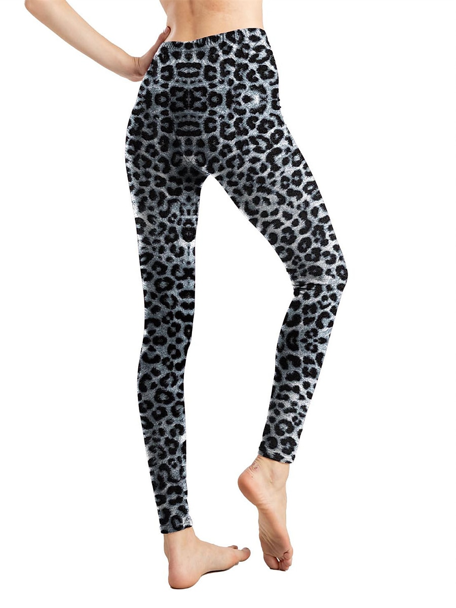 Women's Leggings Active Fashion Full Length High Waist Leopard Gradient Snake Print Elastic Waist Print Breathable Soft Comfortable Micro-elastic Outdoor Vacation Home Leopard Print 0358 blue and 2025 - $13.99 –P7