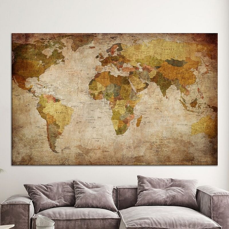 wereldkaart wordt afgedrukt kunst aan de muur moderne foto home decor muur opknoping cadeau gerold canvas ingelijste niet uitgerekt 2025 - $45.99 –P11