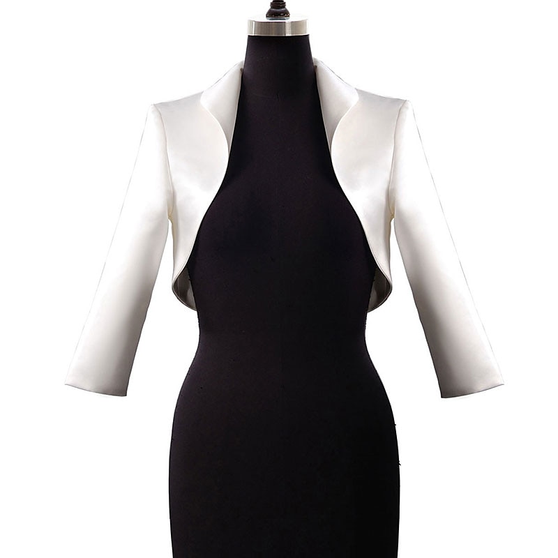 Shawl & Wrap Shawls Women's Wedding Guest Wrap Bolero Pure Elegant Long Sleeve Satin Fall Wedding Wraps With Pure Color For Event / Party Spring & Summer dress to impress 2025 - $54.99 –P1