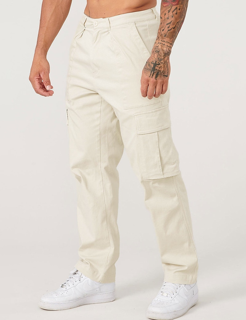 Муж. Брюки карго Брюки-карго Карман Полотняное плетение Комфорт Дышащий на открытом воздухе Повседневные На выход Мода На каждый день Черный Военно-зеленный 2026 - $36.99 –P7